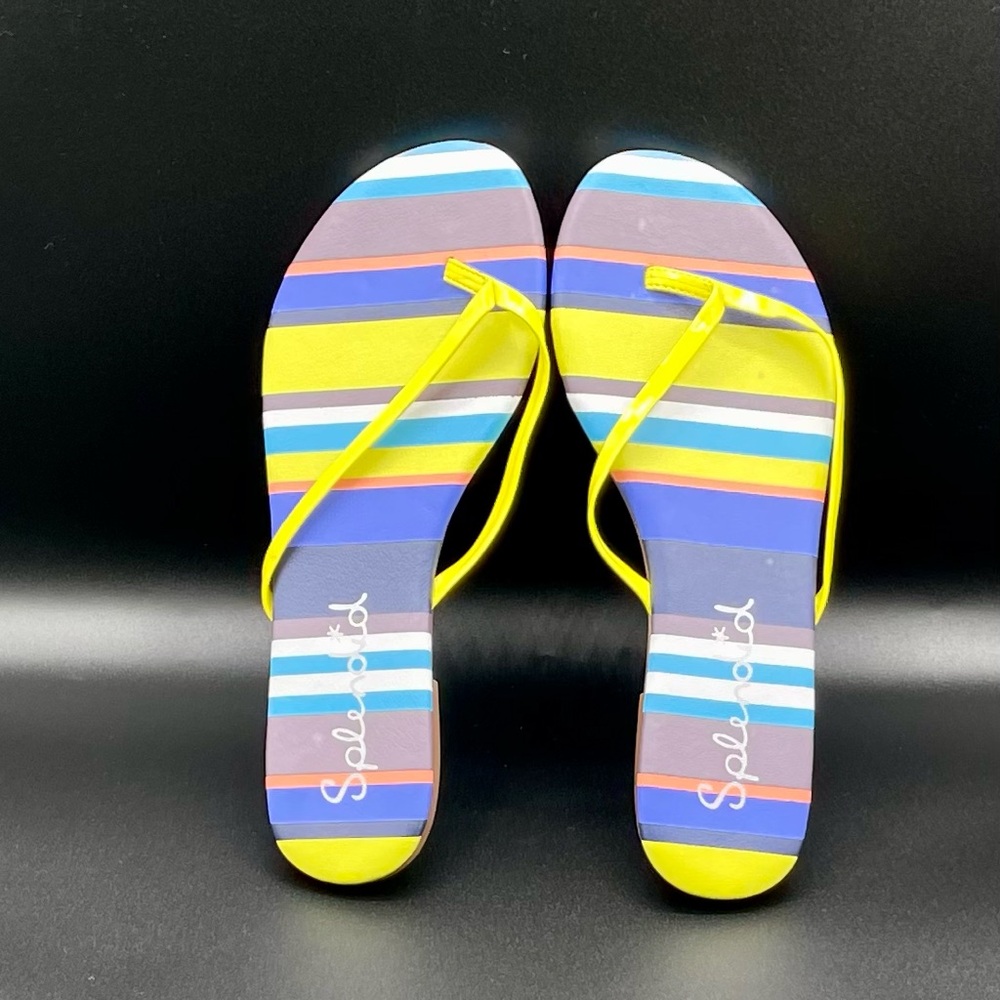 Splendid Yellow Strap Multi-Color Striped Flip Flop Sandals